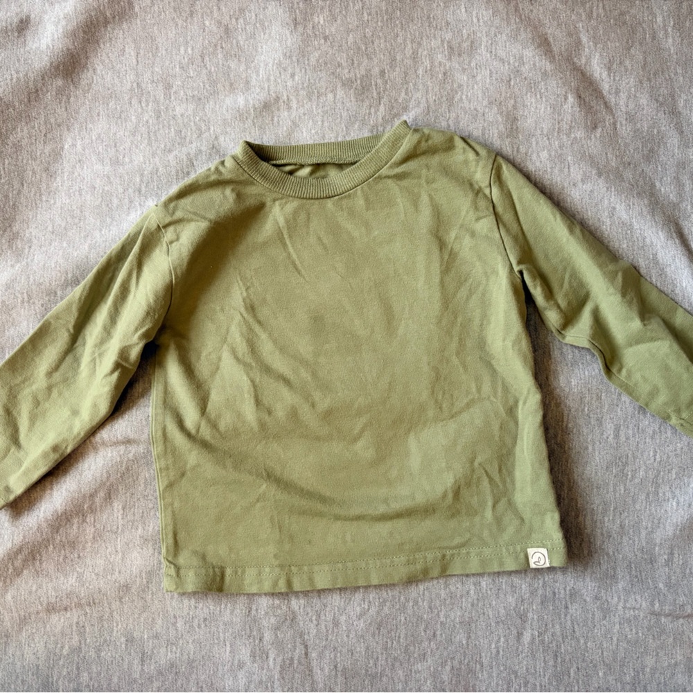 Olive Green Kids Long Sleeve Shirt